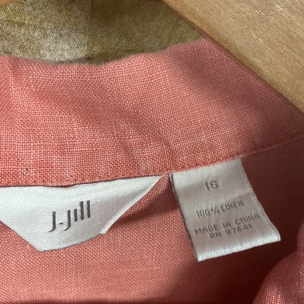 J. Jill 100% linen peach coral jacket size 16 - Picture 2 of 11